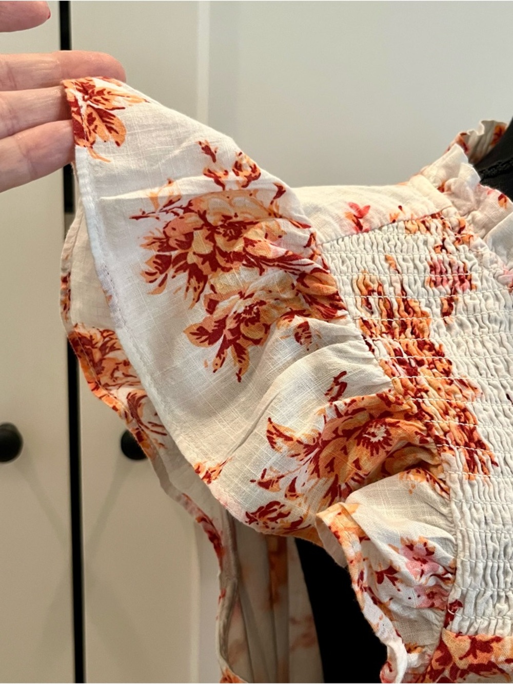 LOFT White Dress with Rust Floral Print - Picture 4 of 12